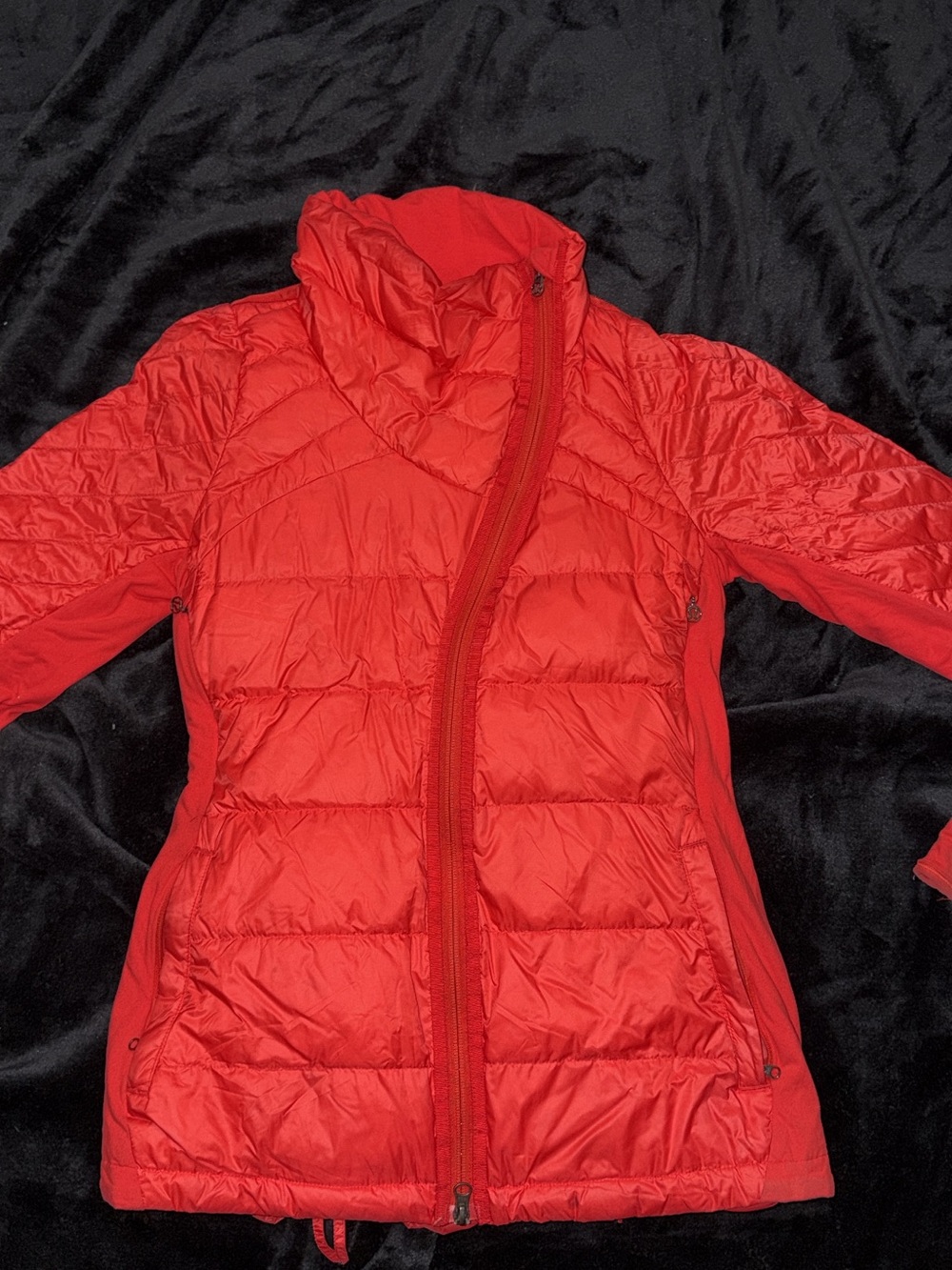 lululemon athletica Red Quilted Asymmetric Zip Puffer Jacket